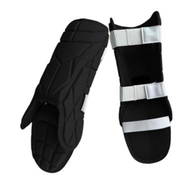 Imagem de Colaxi Protetores de perna de massa de beisebol ajustável adolescente versátil equipamento de treinamento esportivo caneleiras de proteção leve, Preto