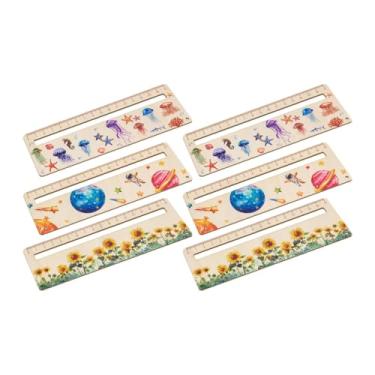 Imagem de Ioensy 6x régua de diário régua reta desenho educacional bonito dos desenhos animados escritório 17cm régua reta crianças medição régua escala, Amarelo