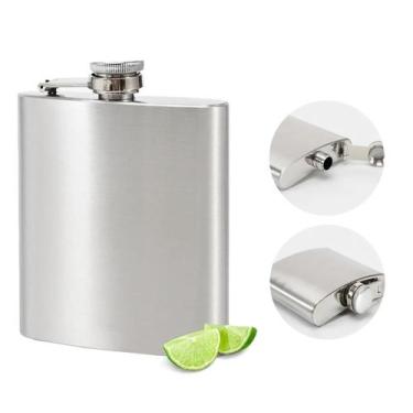Imagem de Cantil Porta Bebida De Bolso 235ml Inox 8oz Whisky Vodka Luxo - Jodi