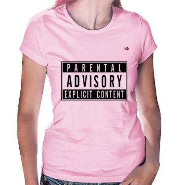 Imagem de Baby Look Parental Advisory: Explicit Content - Foca na Moda, Rosa beb
