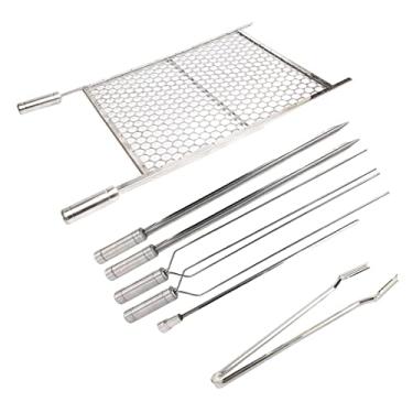 Imagem de Kit Churrasco Completo, Grelha 70x40 Com 5 Espetos, Pegador