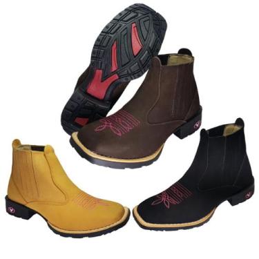 Imagem de Bota Botina Texana Country Feminina Modativa Couro Cano Médio - MODATI