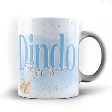 Imagem de Caneca xicara porcelana Padrinho Dindo Feliz Páscoa 25 (Azul)