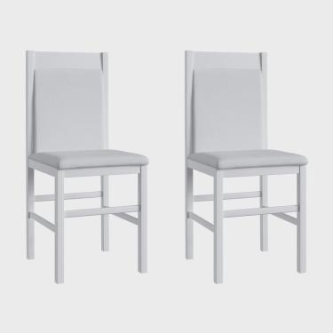 Imagem de Duas Cadeiras para Sala de Jantar Madeira Maciça 600 Branco