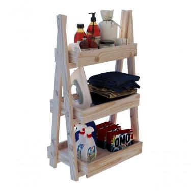 Imagem de Armário De Madeira Para Lavanderia Prateleira Pinus