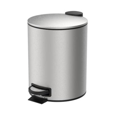 Imagem de Lixeira Com Pedal E Balde 5l Aço Inoxidável Escovado Linha Spin Brinox Aço Inoxidável