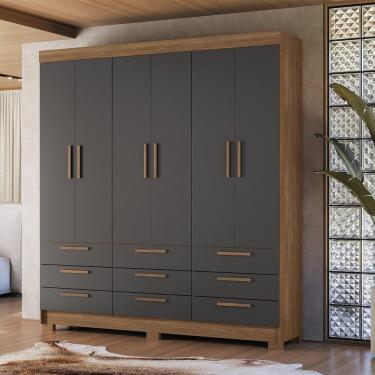 Imagem de Guarda-roupa 6 Portas 9 Gavetas Mdp Colombo Jatobá /Grafitte