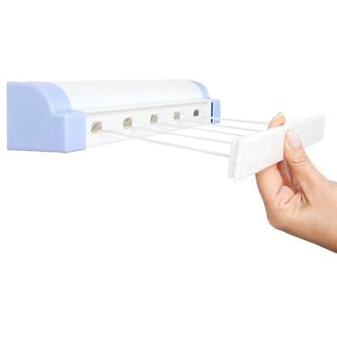 Imagem de Varal De Roupas Retrátil Parede Automático 5 Cordas Portátil Extensível Dobrável Chão(Branco)