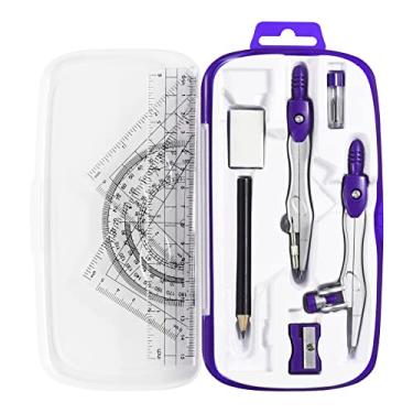 Imagem de Unjoo Conjuntos de kit de geometria matemática 10 peças materiais para estudantes com caixa de armazenamento inquebrável, inclui réguas, transferidor, bússola, borracha, apontador de lápis, refis de