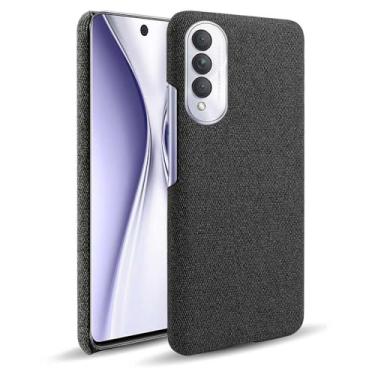 Imagem de Capa para Honor X20 SE,Capa desenhada em lona,Case Protetora Ultrafina com Empunhadura Macia,Design em Tecido Antichoque e Antiarranhões-Black