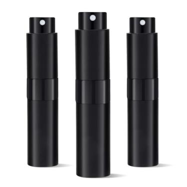 Imagem de Putmhim 3 frascos de viagem de colônia de 8 ml, atomizador de perfume, pulverizador de perfume recarregável, frasco de perfume torcido, mini dispensador de perfume (preto)