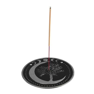 Imagem de ICE ARMOR Estátua de queimador de incenso de 12 cm de largura com fases da lua, decoração de decoração de casa/quarto, ideias para inauguração de casa, feriados e aniversários. Ótima adição