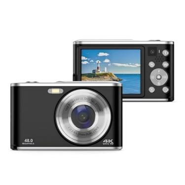 Imagem de Câmera digital, câmera infantil HD 1080p, cordão, 48 MP, tela de exibição de 2,4 polegadas, antivibração de zoom de 16x, câmera digital de bolso para vlogging de fotografia de viagem, presente para