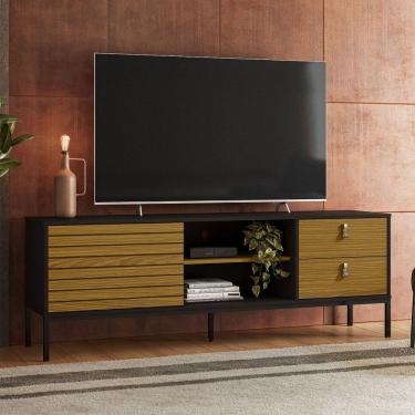 Imagem de Rack para TV Até 60 Polegadas Industrial Anubis Preto/Cedro - Pnr Móveis