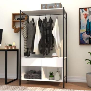 Imagem de Guarda Roupa Modulado Closet Paris Light Branco Preto