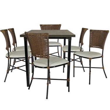 Imagem de 6 Cadeiras Gramado Argila Jantar Mesa Jogo De Jardim