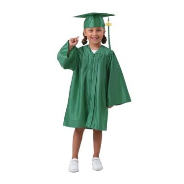 Imagem de Grad HAGO Boné e vestido de formatura pré-escola e jardim de infância, com borla, conjuntos de pingentes 2024, Verde floresta, 30