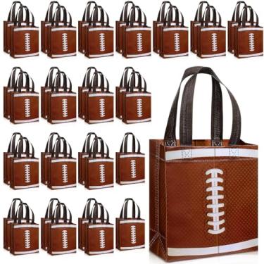 Imagem de Wovnet 36 peças de sacos de lembrancinha de festa esportiva com alças não tecidas futebol beisebol, futebol, basquete, guloseimas para presente a granel para suprimentos de festa de aniversário de