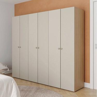 Imagem de Guarda-roupa 3 Módulos 6 Portas 9 Prateleiras Frame Cabecasa madeiramadeira Acácia/Arenas