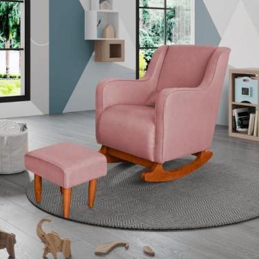 Imagem de Poltrona Amamentação C / Balanço Cadeira Descanso Aquila Com Puff Velu