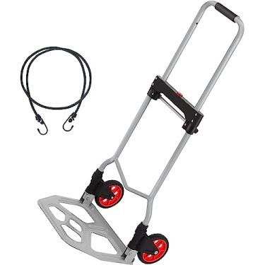 Imagem de Caminhão de mão de alumínio com 2 rodas, carrinho dobrável de liga de alumínio, capacidade de 132 lb