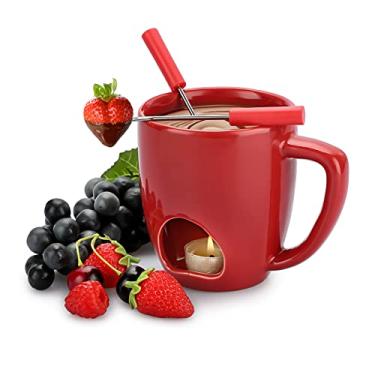 Imagem de BSTKEY Conjunto de canecas de fondue de chocolate pessoal de 230 ml, conjunto de aquecedor de manteiga de cerâmica, conjunto de mini potes quentes derretidos para queijo, chocolate, manteiga, caramelo