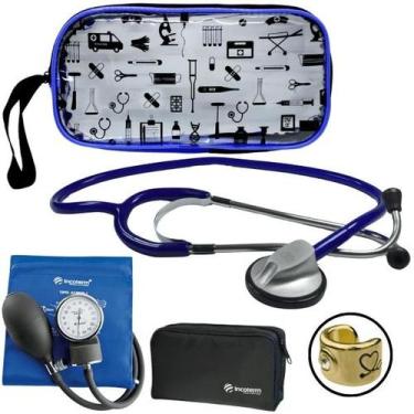 Imagem de Kit Aparelho Pressao Esteto Simples Incoterm, Azul