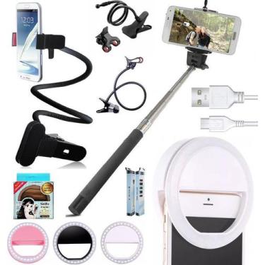 Imagem de Kit Youtuber Suporte Celular Smartphone Articulado Pescoço de Ganso + 