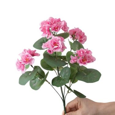 Imagem de TONGMAN 2 peças, gerânios artificiais, flores de seda, plantas para casa, ao ar livre, jardim, casamento, cozinha, jardim, mesa, centro de mesa, decoração interna e externa (rosa)