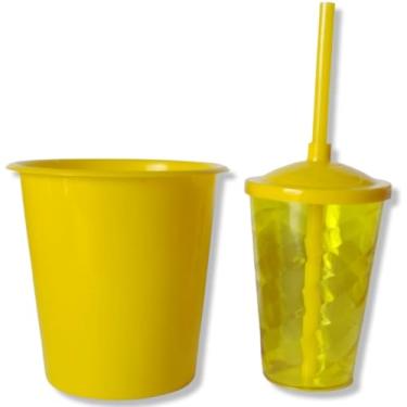 Imagem de 30 Kit Festa Baldinho Pipoca 1Lt + 30 Copos 400 Ml Lembrancinha Cinema Chá Reveleção (AMARELO)