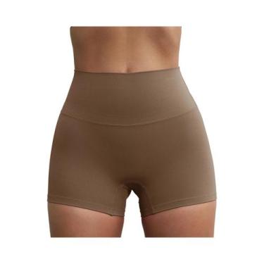 Imagem de Shorts de Compressão Esportivos Femininos - Cor Sólida, Curto e Sexy p