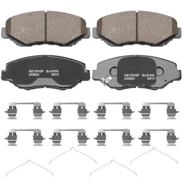 Imagem de SUPLABEL Conjunto de pastilhas de freio a disco de cerâmica azul com ferragens - Compatível com Acura ILX selecionado; Honda Accord, Civic, CR-V, Element, Fit; FREONT