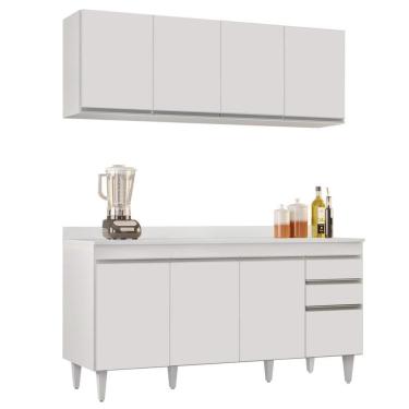 Imagem de Armário Aéreo Nevada E Balcão Para Pia Com Tampo 160cm Arkansas Branco - Lumil