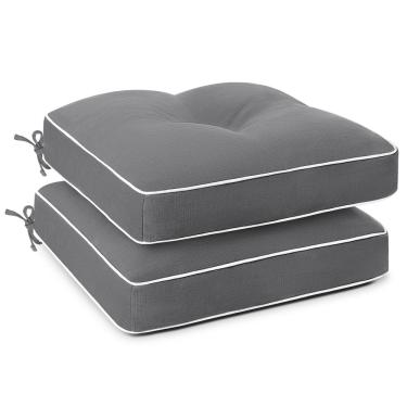 Imagem de Almofadas para cadeiras de pátio Favoyard, resistentes à água, cinza, pacote com 2 unidades