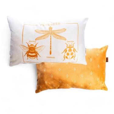 Imagem de Almofada Branca e Dourada de Algodão 50x30 - Flor e Ser