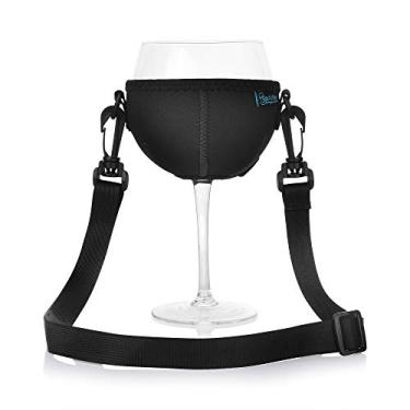 Imagem de Cordões de vidro ajustáveis Beautyflier, Lycra Grande Bordeaux copo vinho vinho vinho vinho taça de vinho óculos Snifter suporte de bebida com alça de pescoço, suporte de isolador colar para festa de festival de vinho
