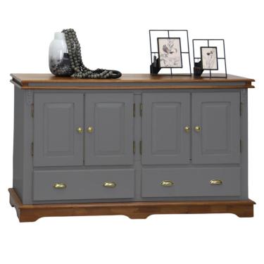 Imagem de Balcão Buffet 4 Portas 2 Gavetas Manchester 2042 Linz Móveis - Cinza/Imbuia Glazer
