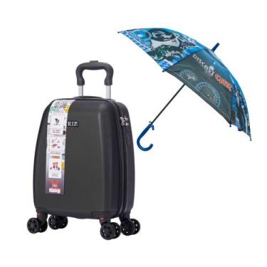 Imagem de Kit Mala Infantil + Guarda Chuva - Tripx, Preto