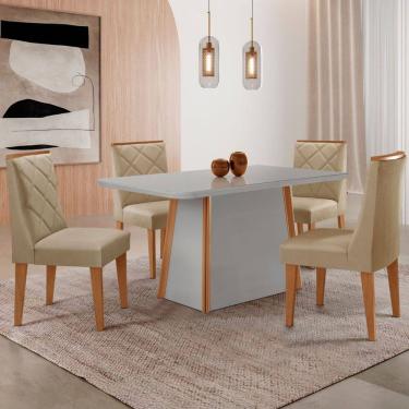 Imagem de Mesa de Jantar Diane 120cm Tampo MDF e Vidro com 4 Cadeiras Isadora Moderna Mobília