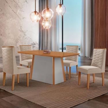 Imagem de Mesa de Jantar Diane 120cm Tampo MDF Laminado com 4 Cadeiras Safira Moderna Mobília