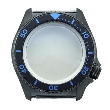 Imagem de FEIYASHI Caixa de relógio preta PVD de aço inoxidável de 42,5 mm, moldura de cerâmica, vidro de safira para NH35 NH36/34, movimento 3,8 peças de coroa, NH35 NH34/36/38 movimento + anel capítulo azul 5