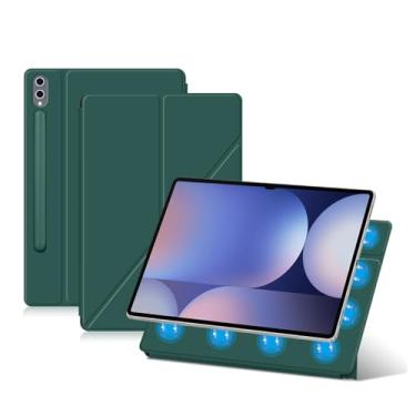 Imagem de QYiiD Capa magnética para Galaxy Tab S10 Plus/Galaxy Tab S9 FE+/S9 FE Plus de 12,4 polegadas com suporte S-Pen, capa dobrável fina com suporte multiângulo com suporte para modo retrato e paisagem