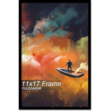 Imagem de FULDGAENR Porta-retrato 28 x 43 cm, molduras pretas para certificado de pôster, 28 x 43 cm, moldura de parede/mesa de alta transparência com visor vertical horizontal (preto | 28 x 43 cm)