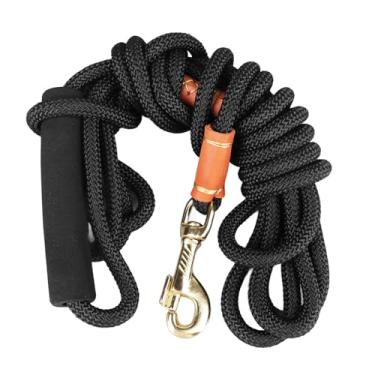 Imagem de Dog Leash nylon estendeu um forte elástico forte Durável Longo Representável Treinamento de Caminhada de Crela para Cães Pequenos Médio Grande Preto 16,4ft