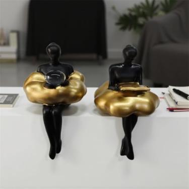 Imagem de AWNR Biblioteca, decoração de estante, presentes para mulheres amantes de livros, bibliotecária, leitores, decoração para quarto, casa, escritório, prateleira, mesa de centro (ouro)