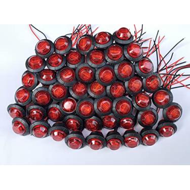 Imagem de Propartauto 50 peças mini 3/4 polegadas pequeno redondo vermelho 3 LED indicador de sinalização lateral luz de seta folga lâmpada caminhão reboque ônibus Marine RV automóveis mesa plana impermeável