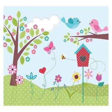 Imagem de Papel de Parede Adesivo Infantil Jardim Passarinhos Bebe Quarto - 516p