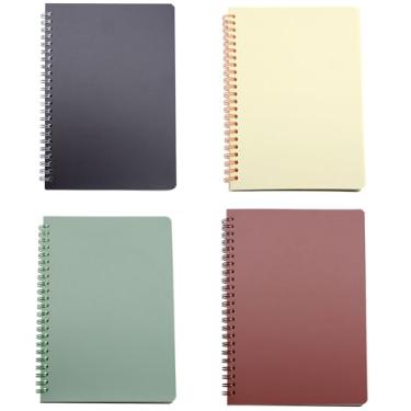 Imagem de YIKANGHENG Caderno espiral, 4 peças, tamanho A5, 21 cm x 14 cm de espessura, capa dura de plástico de 8 mm, pautado, 4 cores, 80 folhas/160 páginas para estudo e anotações (pautado)