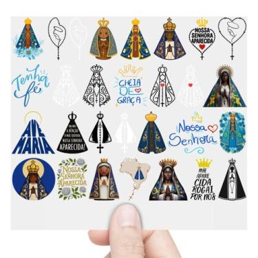 Imagem de Cartela 29 Adesivos Nossa Senhora Aparecida Rogai Por Nós DTF UV - Gra