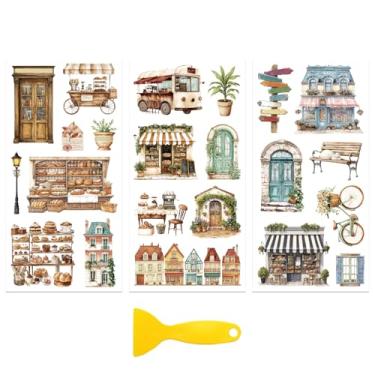 Imagem de Peacoblue Adesivo decalque de transferência para decoração de artesanato de móveis 15 x 30 cm loja e loja, 3 peças à prova d'água UV DTF transferência para gaveta cômoda vidro porcelana madeira